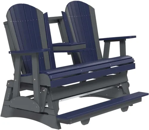 Vista 24 de LuxCraft Adirondack Balcony Glider - 5 pies con consola desplegable (Aruba en negro)