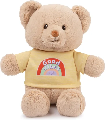 Vista 13 de GUND "Be Brave" Oso de Mensaje Sostenible con Camiseta Azul, Oso de Peluche Hecho de Materiales 100% Reciclados para Edades de 1 Año en Adelante