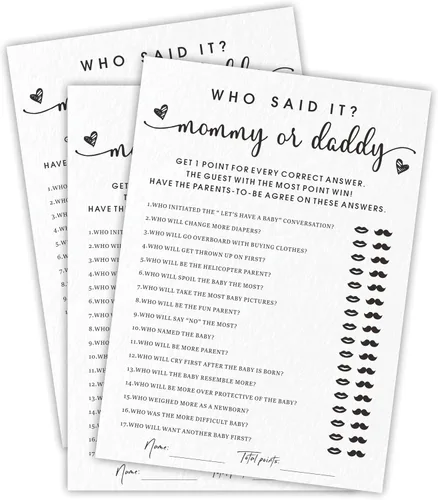 Vista 7 de Juego de cartas minimalistas para baby shower, consejos para nuevos padres, fiesta de revelación de género, juego de 30 -A01