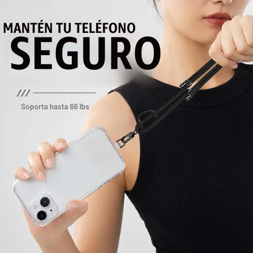 Vista 2 de Correa cruzada para teléfono, correa antirrobo para teléfono con 2 melocotón / dorado