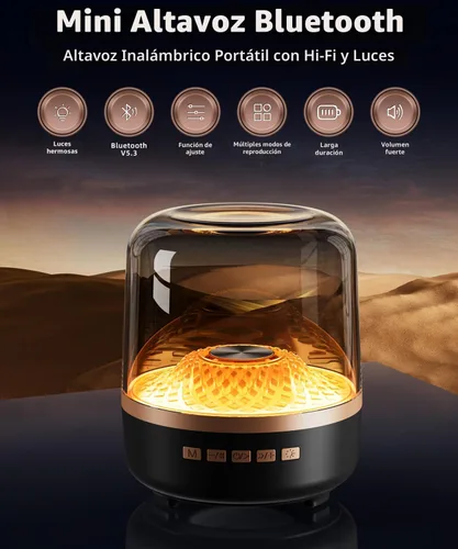 Vista 2 de Altavoz Bluetooth con sonido HD y luces, inalámbrico portátil, batería de larga duración, emparejamiento TWS, para el hogar, fiesta, al aire libre