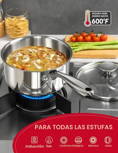 Vista 3 de MICHELANGELO Juego de cacerolas de acero inoxidable - Cacerolas de 1, 2, 3 cuartos con tapas, pequeñas ollas de acero inoxidable para cocinar