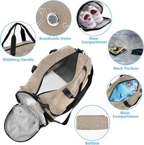 Vista 4 de Adventure Slate Space Brown Small Gym Bag with Shoes Compartment Large Capacity Sports Duffel Bag for Beach Swim Bags Pool Sports bolsa para hombre