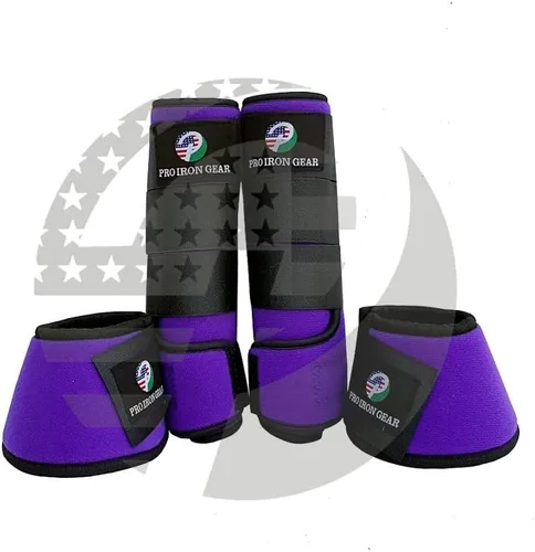 Vista 2 de Botas de cepillado medicinal para caballos, botas de campana de caballo, envolturas para piernas, equipo de protección, juego de 4 y juego de 6