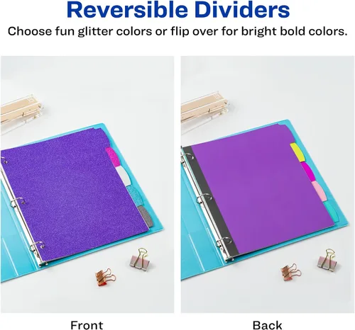 Vista 2 de Avery Big Tab Divisores reversibles de moda, colores surtidos, juego de 5 pestañas (24928)