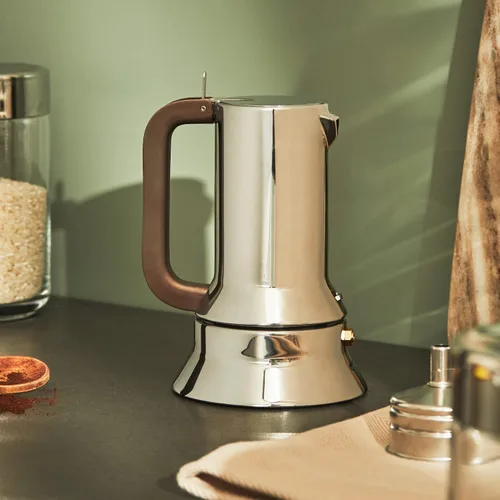 Vista 5 de Alessi 9090/3 - Design Stovetop Espresso Cafetera de acero inoxidable 18/10, pulido con espejo, 3 tazas