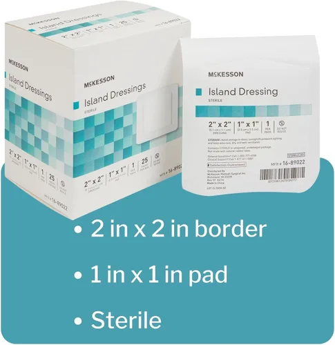 Vista 3 de McKesson Aderezos para islas, Estéril, Dimensión, 2 x 2 in, 1 x 1 in, 25 ct Almohadilla