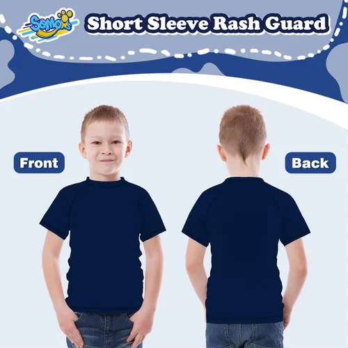 Vista 6 de Semois Camiseta de Protección Solar para Niños de Manga Corta Traje de Baño Niños Pequeños Niños Jóvenes Rashguard Camiseta de Agua UPF+ 50 Camiseta