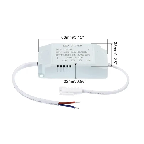 Vista 2 de PATIKIL Controlador LED de 12-18W 300mA, paquete de 3 salidas AC 85-265V 36-63V DC Conector macho Conector rectificador de corriente constante