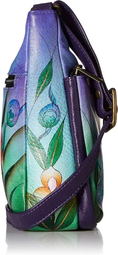 Vista 3 de Anna by Anuschka Women's Original Genuine Leather Hand-Painted Medium Crossbody - Leather Handbag for Women