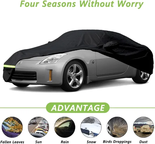 Vista 3 de Cubiertas de coche impermeables YIXIN para Nissan 350Z 2003-2009, cubiertas de 190T, ajustadas al cliente, 100% impermeables, con correa