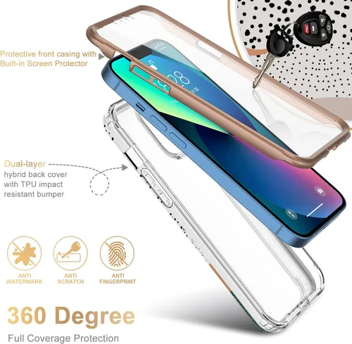 Vista 2 de Esdot Funda protectora para iPhone 13 Mini con protector de pantalla integrado, protección de grado militar con diseños de moda para mujeres