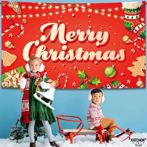 Vista 7 de Cartel grande de Feliz Navidad, 72 x 44 pulgadas, decoraciones de fiesta de Navidad, pancarta de fiesta de Navidad, decoraciones de Navidad