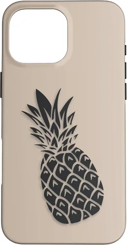 Vista 19 de Black Dark grey Pineapple on Tan beige for Pineapple lovers Case for iPhone 16