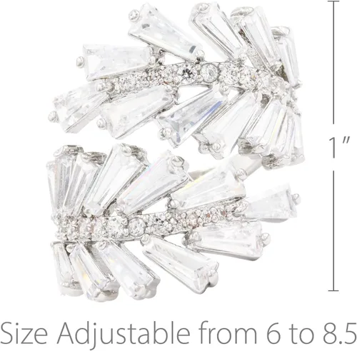 Vista 3 de Lavencious Anillo de moda de cóctel de arte ajustable de 6 a 8.5 joyas de circonita cúbica, Cristal, Zirconia cúbica