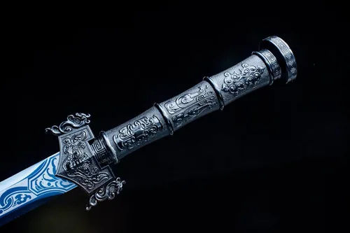 Vista 2 de LOONGSWORD Espada Han china forjada a mano con patrón azul – Acero de alto manganeso y mango de aleación de PC‑ABS, 40.6 pulgadas Espada
