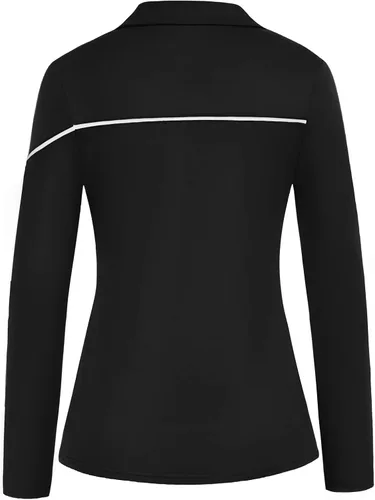 Vista 3 de JACK SMITH Polo de golf para mujer, ajuste seco, UPF 50+, manga larga, con cremallera, ajuste delgado, atlético, con soporte para camiseta