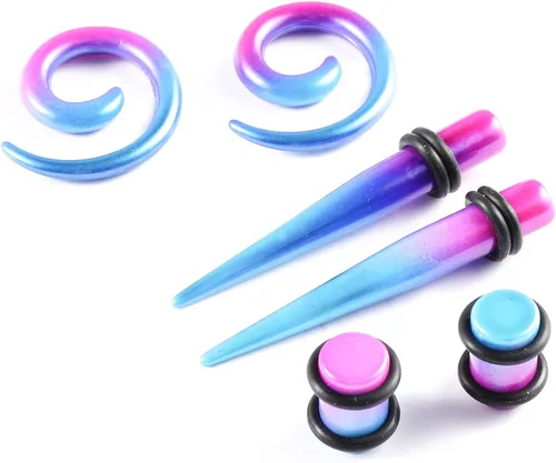 Vista 5 de Memsion Kit de estiramiento de orejas, 54 piezas, 14 calibres 00, kit de piercings