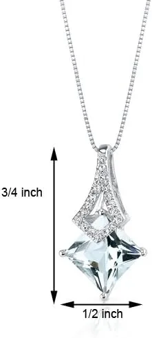 Vista 3 de Peora Colgante de aguamarina y diamantes para mujer, oro blanco de 14 quilates, piedra natal de piedras preciosas auténticas, 1.45 quilates, corte