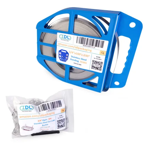 Vista 25 de IDL Packaging Kit de bandas de acero inoxidable 201 de 1/2 pulgada, herramienta de bandas de alta resistencia + bobina de bandas de acero inoxidable