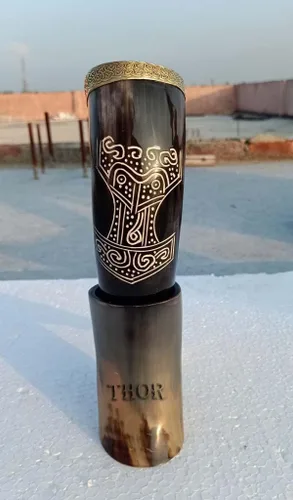 Vista 3 de Tazas de cuerno de Thor para beber vikingos Tazas para vino cerveza estilo vikingos regalo para hombres Cumpleaños Navidad Fiesta