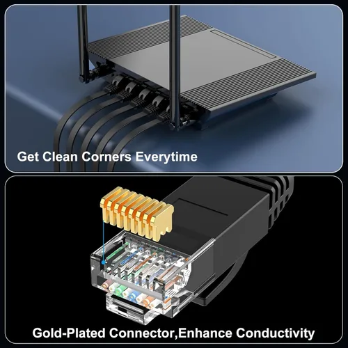 Vista 5 de Cable Ethernet Cat 6 de 1 pie (paquete de 5) (a un precio Cat5e pero mayor ancho de banda) Cable de red de Internet Cat6 plano – Cables de conexión