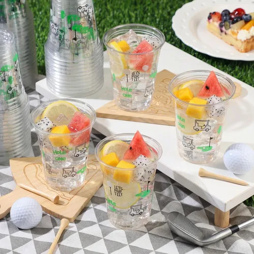 Vista 2 de Qinyoung 50 tazas de fiesta de golf, decoraciones para fiestas temáticas de golf, vasos de plástico transparente de 12 onzas, desechables