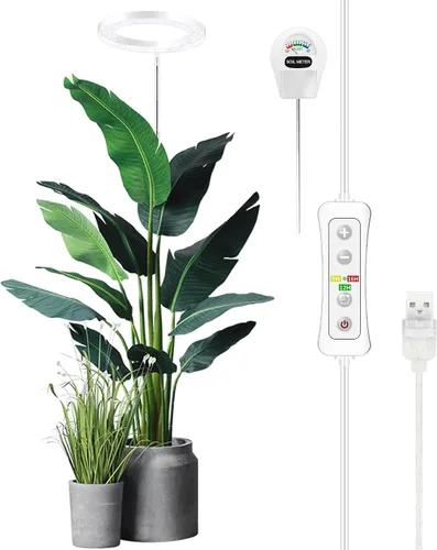 Vista 16 de yadoker - Luz de cultivo de plantas, luz LED de espectro completo para plantas de interior, lupa negra, altura ajustable, temporizador automático