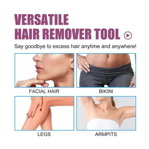 Vista 3 de Removedor de vello facial para mujeres, maquinilla de afeitar facial eléctrica color blanco/oro rosa para mujeres para eliminación instantánea