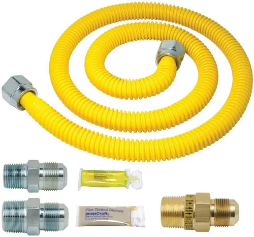 Vista 2 de BrassCraft PSC1107 K5 Safety PLUS Kit de instalación de gas para estufa, horno y caldera, amarillo