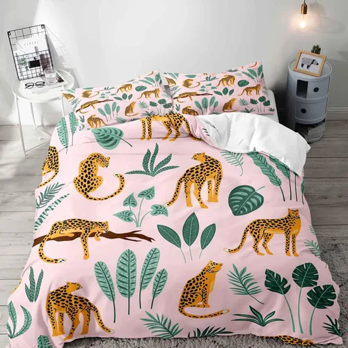 Vista 12 de VIVIHOME - Juego de ropa de cama inspiradora de león de 2 piezas, funda de edredón individual, ropa de cama negra con animales salvajes africanos