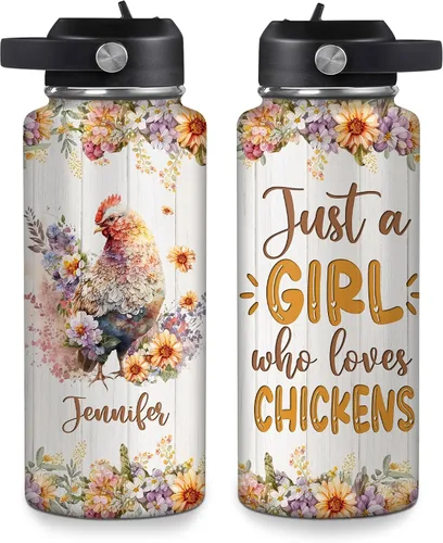 Vista 13 de Hyturtle Botella de agua personalizada con diseño de oso – Botella de acero inoxidable aislada de viaje con tapa a prueba de fugas, 18 onzas, 32