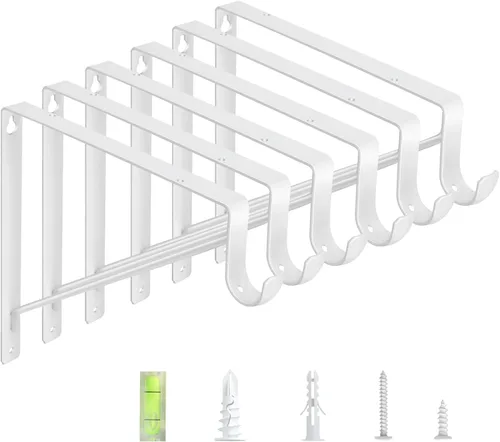 Vista 10 de Paquete de 4 soportes para barra de armario, soportes de estante de armario de 10.8 x 10.8 pulgadas para trabajo pesado montados en pared, soportes