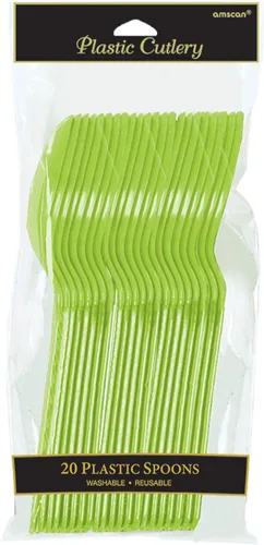 Vista 8 de Vibrantes cucharas de plástico color rojo manzana (paquete de 20) – ecológicas, duraderas y llamativas, perfectas para fiestas y eventos
