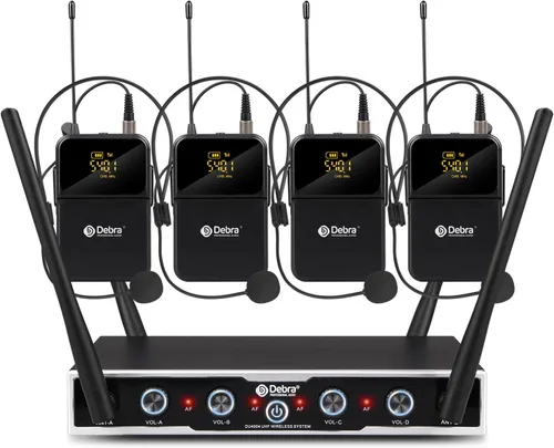 Vista 11 de D Debra Sistema de Micrófono Inalámbrico de Audio Pro DU4004 UHF 4 x 16 Canales Ajustables Micrófono Inalámbrico de Mano Lavalier Auricular, Ideal