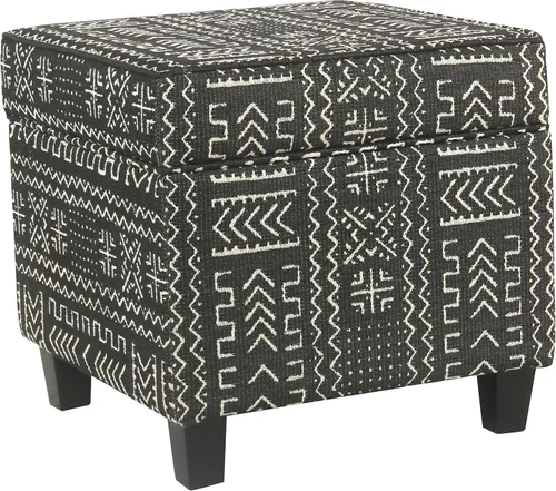 Vista 12 de HomePop Otomana Clásica Cuadrada de Almacenamiento con Tapa Desmontable Otomana con Almacenamiento para Sala de Estar y Dormitorio, Patrón de Negro