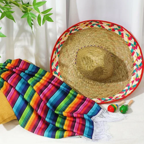 Vista 5 de Unittype 6 Pcs Mexican Costume Set Men Women Sombrero Hat