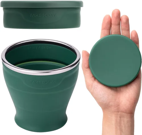 Vista 17 de TakeToday Vaso plegable de 8 oz, paquete de 2 para viajes, azul y melocotón Melocotón azul y Lowcountry