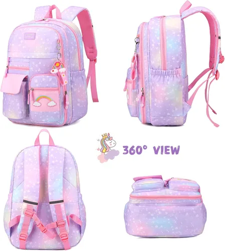 Vista 6 de BEFUNIRISE Mochila para niÃ±as, mochilas escolares de 16 a 17 pulgadas para niÃ±as, bonita bolsa de libros para adolescentes, niÃ±os, escuela