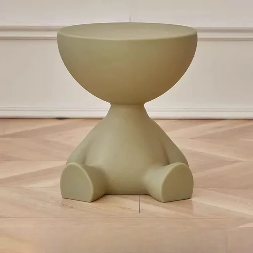 Vista 17 de Mesa auxiliar, mesa auxiliar moderna, mesa de sofá, mesa de noche con base abstracta para espacios pequeños, mesita de noche, decoración del hogar