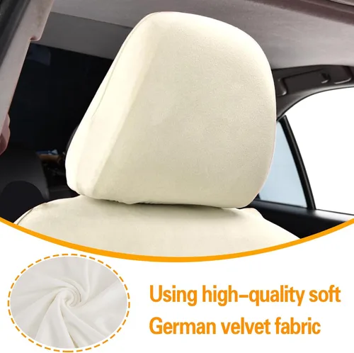 Vista 5 de Paquete de 2 fundas para reposacabezas de asiento de automóvil, repuesto para reposacabezas de asiento, protector de reposacabezas flexible