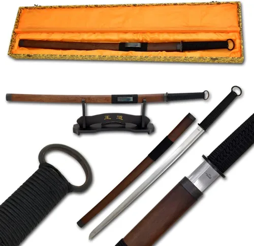 Vista 9 de Snake Eye presenta la espada katana samurái tradicional hecha a mano forjada a mano con soporte de exhibición y caja