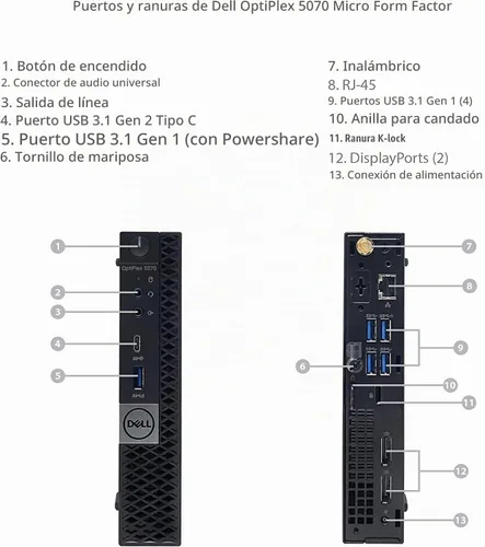 Vista 4 de Dell Mini computadora de escritorio OptiPlex 5070, procesador Intel Core i3-9100T de 9ª generación de hasta 3.7 GHz Micro PC, 16 GB DDR4 RAM, 512 GB