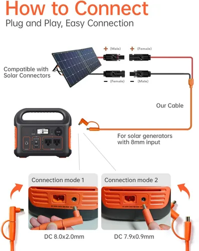 Vista 5 de Cable adaptador de conector solar de 9.8 ft a CC de 0.315 in, conector de cable solar de 12 AWG+14 AWG a DC8020/DC7909 compatible con Jackery