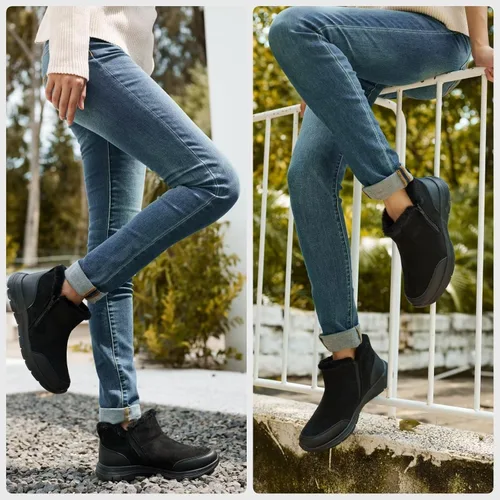 Vista 3 de TIOSEBON Botas de invierno con forro de piel para mujer, antideslizantes, resistentes
