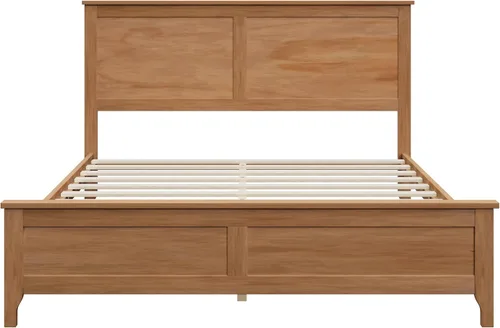 Vista 4 de Merax Cama de plataforma de tamaño matrimonial, cama moderna de madera maciza con soporte de listones de madera resistente, Seadrift