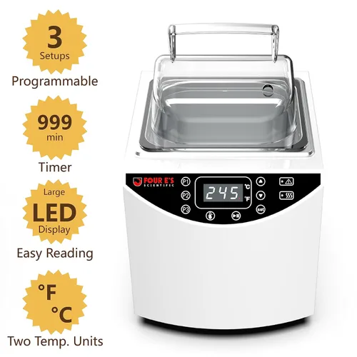 Vista 4 de 4E's USA Baño de agua - Baño de agua eléctrico digital de laboratorio de 2 litros con control preciso de temperatura, doble función de seguridad