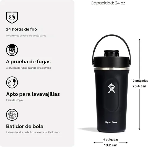 Vista 7 de Hydro Flask Botella agitadora – Botella de gimnasio de acero inoxidable aislada para preentrenamiento y proteína 24 onzas Agave Verde