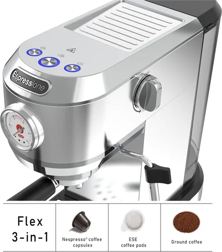 Vista 10 de Espressione Flex - Cafetera espresso 3 en 1, compatible con cápsulas de espresso E.S.E., cápsulas Nespresso® y café molido, bomba italiana de 20