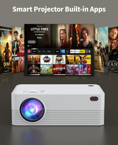 Vista 5 de Proyector inteligente con Wi-Fi y Bluetooth, proyector de video de soporte Blanco